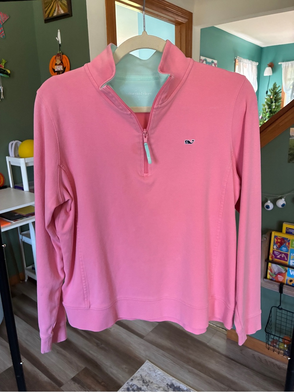 Vineyard Vines Coral Pink Quarter-Zip Pullover